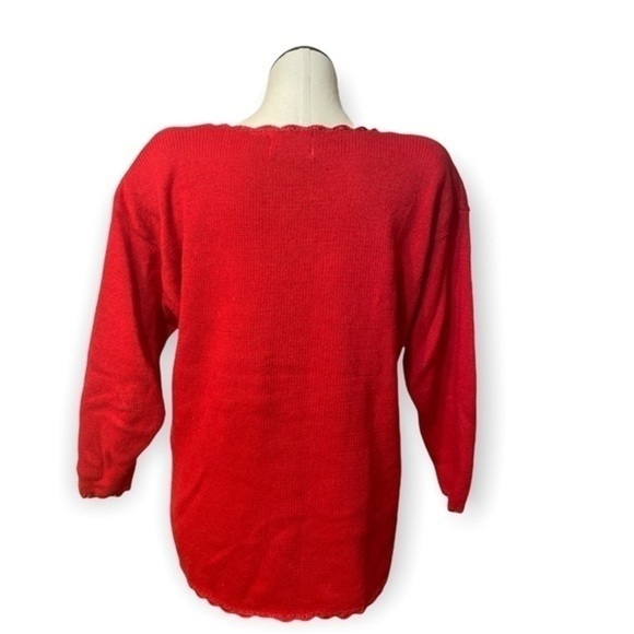 Shenanigans sweater Vintage Red black beaded holiday granny ugly Christmas Sz L - Picture 11 of 11